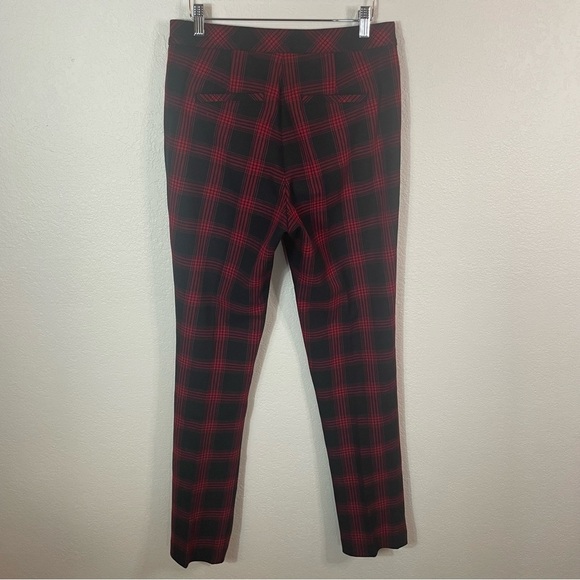 J. Jill Premium Bi-Stretch High Rise Trouser Pants size 6 Red Black Plaid Preppy - Picture 6 of 9